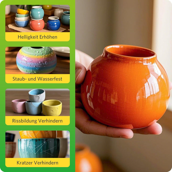2 x 60ml Air Dry Clay Glaze, Glanz- und Mattlack Set für Lufttrocknenden Ton, Hochglanz & Kratzfest