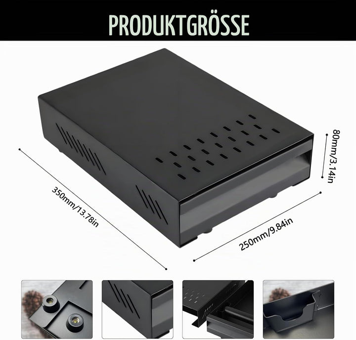 Kaffeesatz Abklopfbehälter für Siebträger, 35 x 25 x 8 cm Edelstahl Knock Box für Espresso Siebträge
