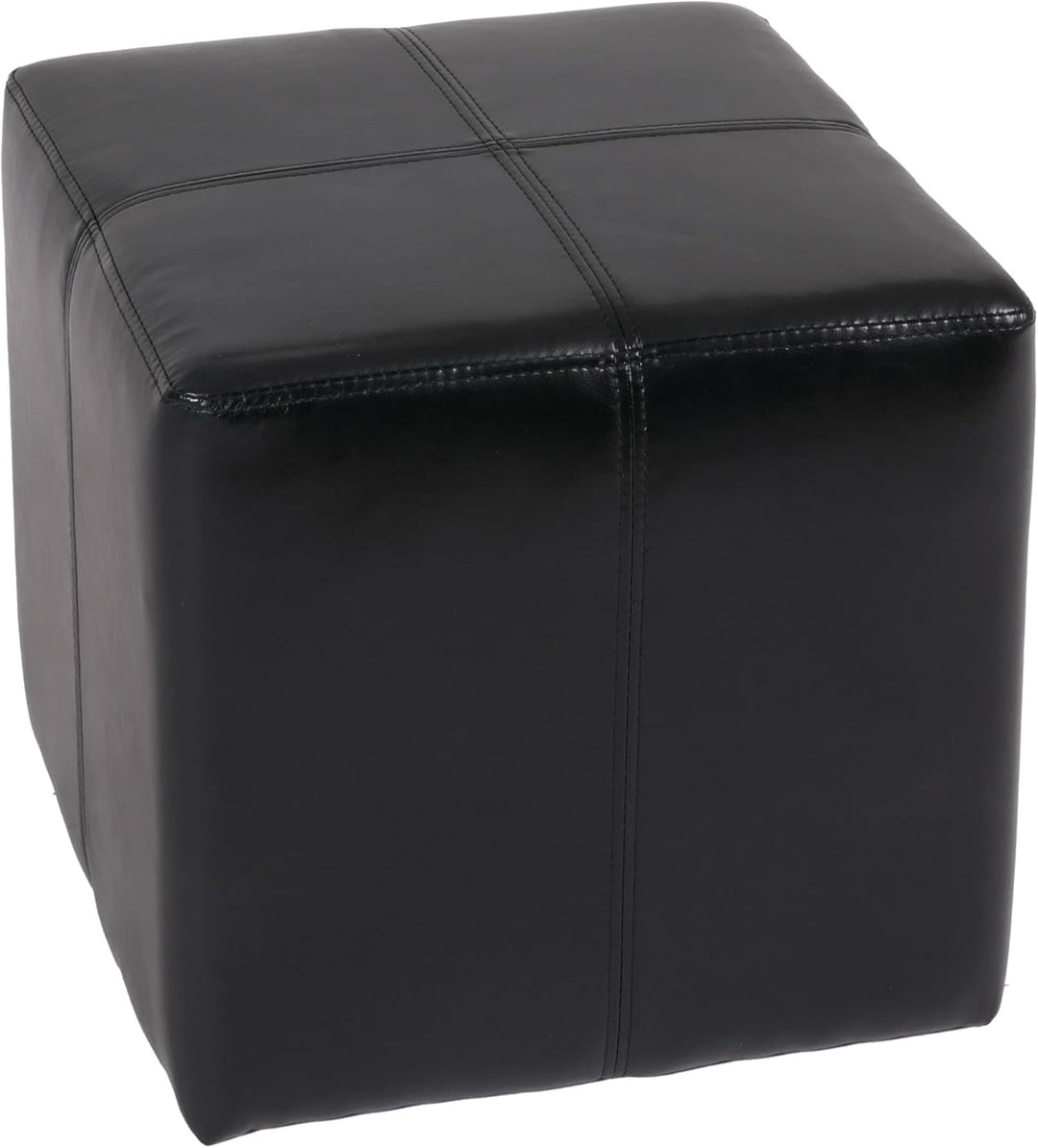 Mendler 2er-Set Sitzwürfel Hocker Sitzhocker Onex-AM, Leder + Kunstleder, 36x36x36cm - schwarz