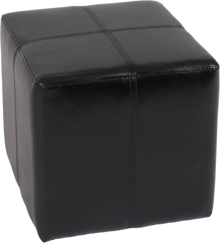 Mendler 2er-Set Sitzwürfel Hocker Sitzhocker Onex-AM, Leder + Kunstleder, 36x36x36cm - schwarz