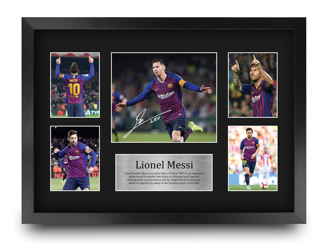 HWC Trading Lionel Messi A3 Gerahmte Signiert Gedruckt Autogramme Bild Druck-Fotoanzeige Geschenk Fü