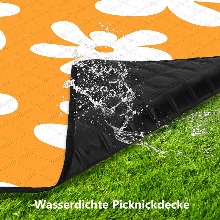 Picknickdecke 200x200 cm，XXL Stranddecke wasserdicht sandfrei, faltbare Strandmatte aus Dreischichti