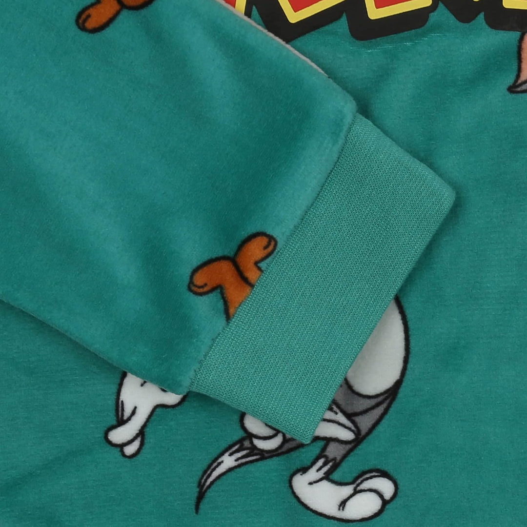 sarcia.eu Tom and Jerry Damen Schlafanzug in Türkis, zweiteilig, langärmlig, Warmer Schlafanzug XS P