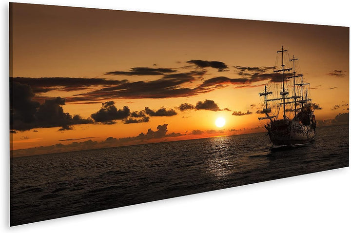 islandburner Bild auf Leinwand Piratenschiff Offenes Meer Sonnenuntergang Bilder Wandbilder Poster L