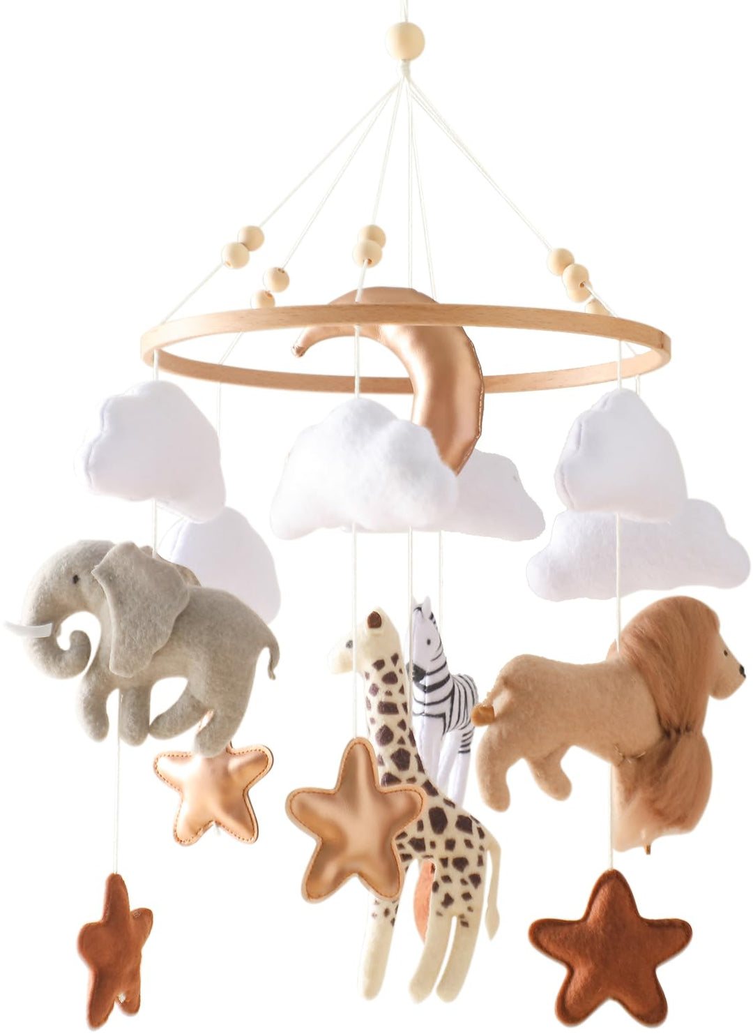 Mobile Baby Windspiele, Tierchen Waldtiere Bettglocke aus Filz Babybett Bettglocke Anhänger Mobile B