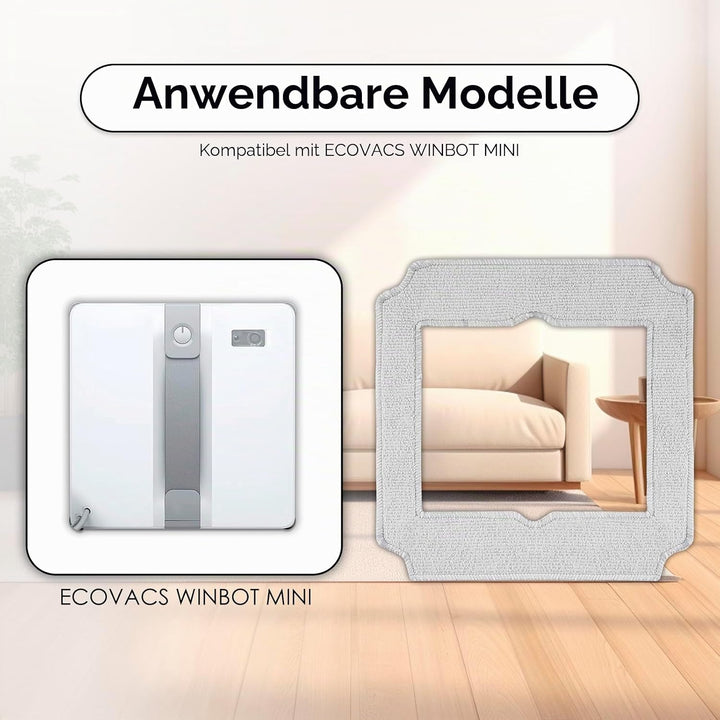 (12 Stück) Ersatz-Moppauflagen Kompatibel mit ECOVACS Winbot Mini Fensterreinigungroboter Teilenumme