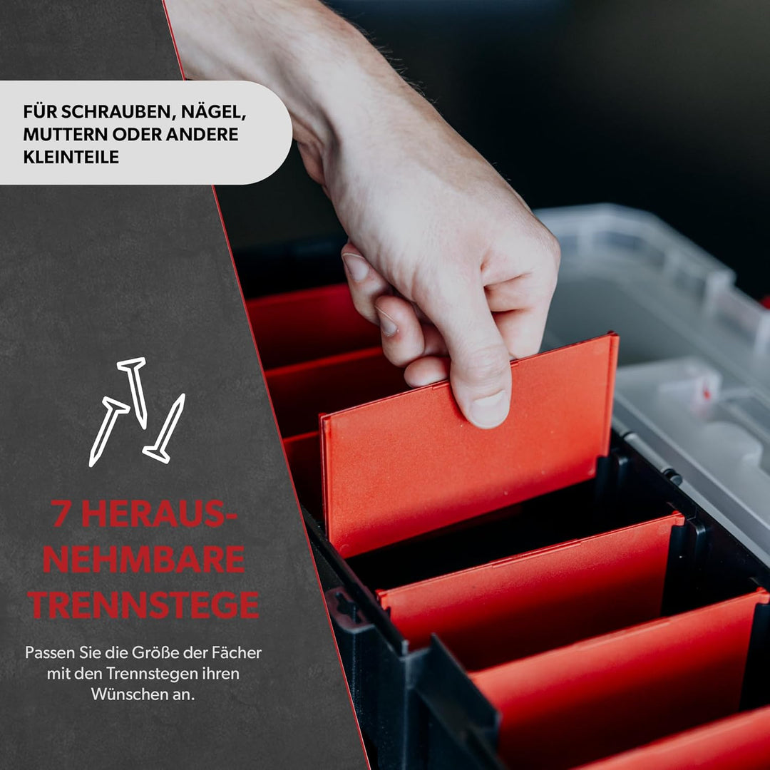 3 x siwitec Sortimentskasten mit 8 Fächern und 7 anpassbaren Trennstegen, Sortimentsbox für Kleintei