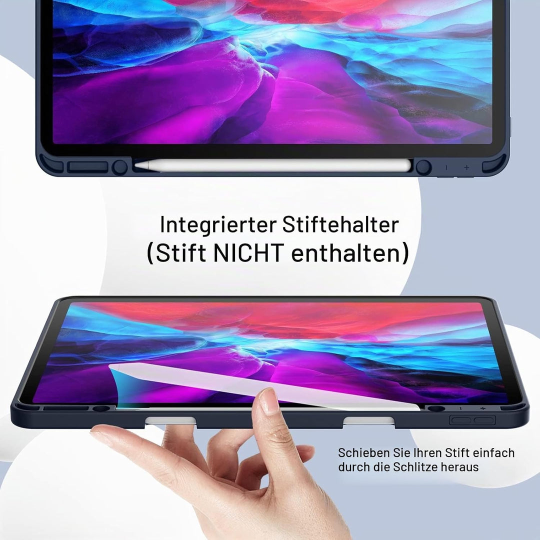 JETech Hülle für iPad Pro 12,9 Zoll (Modell 2020/2018, 4./3. Generation) mit Stifthalter, Pencil Auf