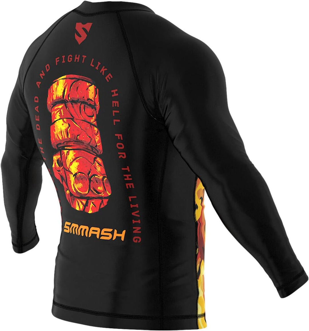 SMMASH Langarmes Rashguard für Herren, Funktionsshirt MMA BJJ Kickboxen Thai Box Cross-Training Fitn