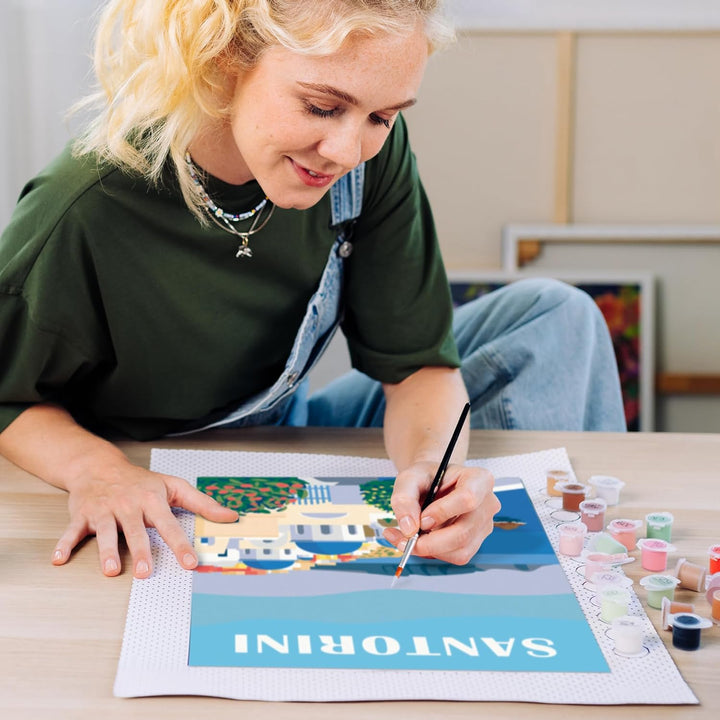 Ravensburger CreArt 23906 - Farbenfrohes Santorini - Malen nach Zahlen Erwachsene, DIY Malset mit Pi