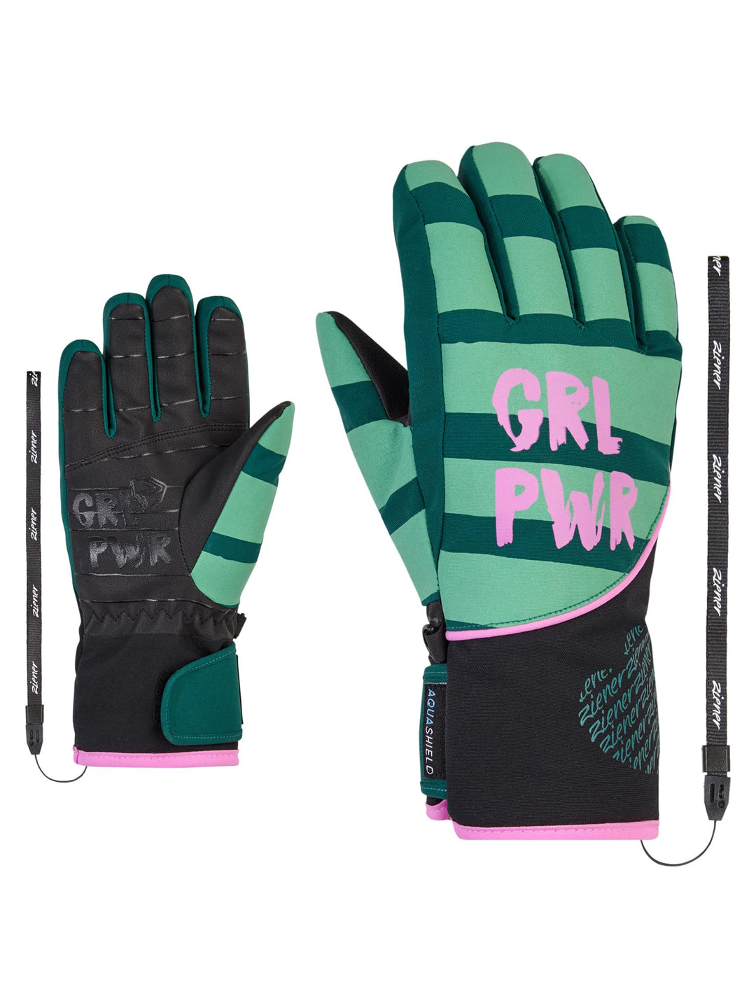 Ziener Mädchen Liwa Ski-Handschuhe/Wintersport | wasserdicht, Primaloft, modisch 3 deep green, 3 dee