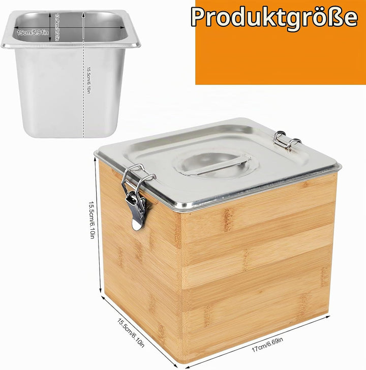 Komposteimer Küchen-Arbeitsplatte, Hölzerner Küchenkompostbehälter, Bio-Mülleimer, Edelstahlbehälter