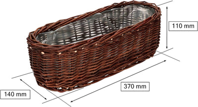 KOTARBAU® 2er Set Übertopf aus Weide Flechtwaren Blumentopf Oval für Blumen Pflanzen Naturkorb 40 cm