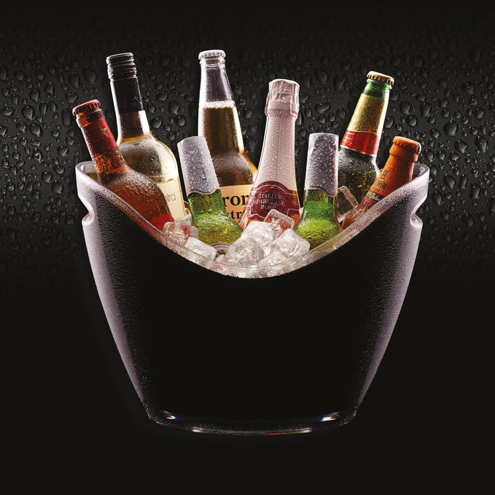 BarCraft Getränkekühler Bierkübel für Partys, Grillabende und Mehr, Acryl, Schwarz, 22 Liter