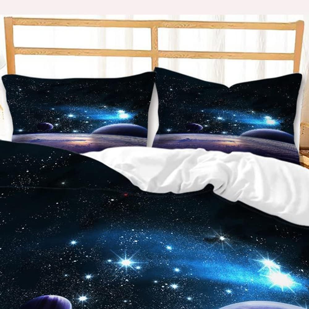 TULTOAP Bettwäsche Galaxie 135x200 3D Universe Starry Planet Weltall Bettbezug Lila Blau Universum T