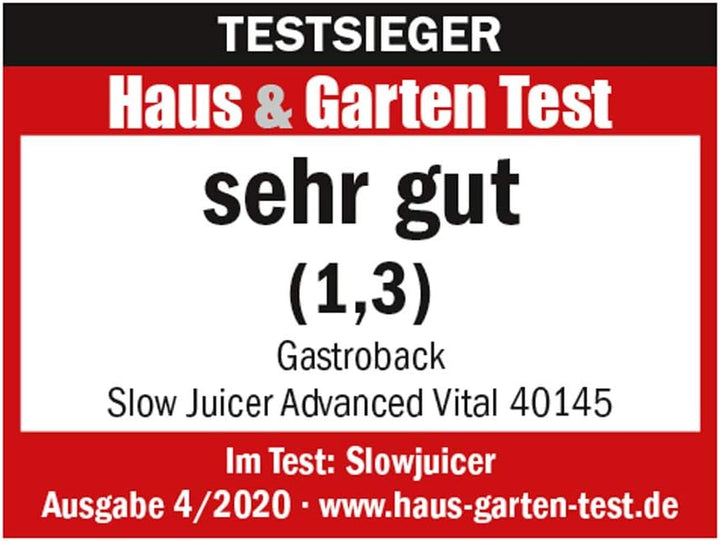 GASTROBACK Slow Juicer Advanced Vital, Schwarz, Silber