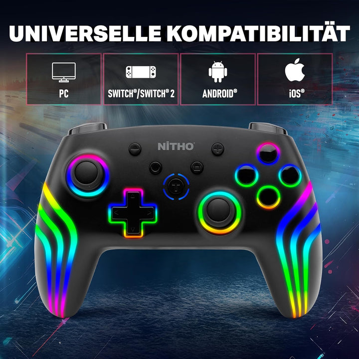NITHO NEXUS Wireless Controller Kompatibel mit Switch/Switch 2/Lite/OLED/PC/Android, Gamepad mit 6 A