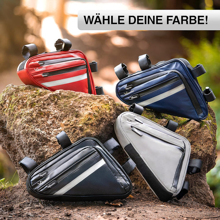 Valkental - Wasserfeste Rahmentasche mit viel Platz - 1,5L Volumen - Fahrradtasche mit Reflektoren u