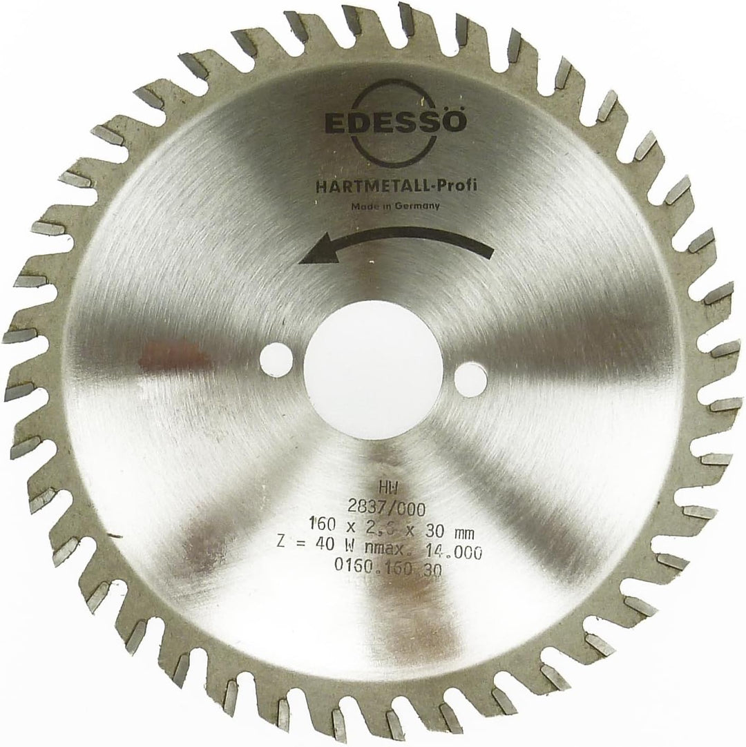 Edessö 16016030 HM-Kreissägeblatt Profi-Mehrzahn 2/7/42 HW, Z=40 W, 160 x 2,6/1,6 x 30 mm, Silber