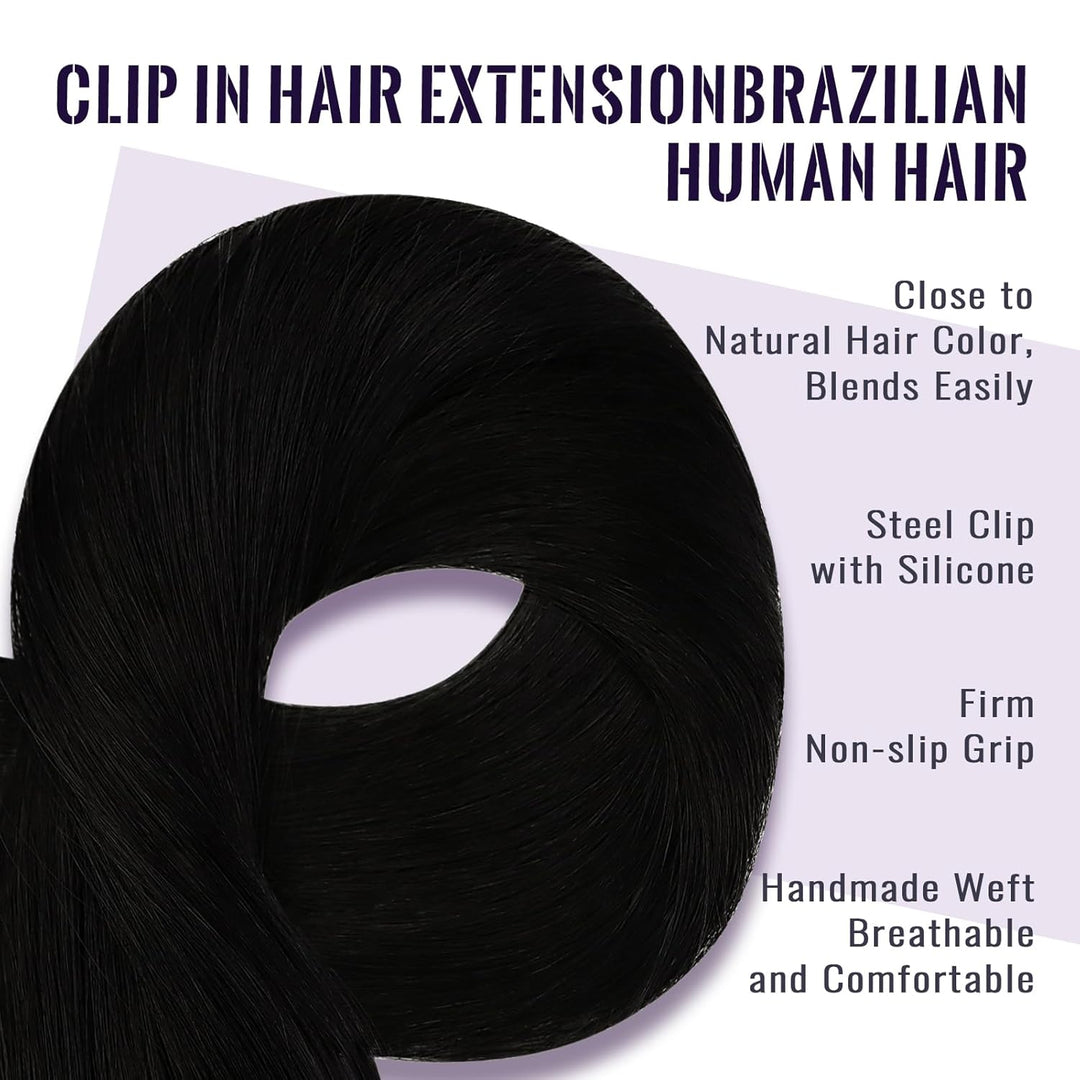 Fshine Clip in Ehthaar Extensions Dunkelbraun 30cm 3pcs Remy Ehthaar Clip in Extensions Jet Black Cl