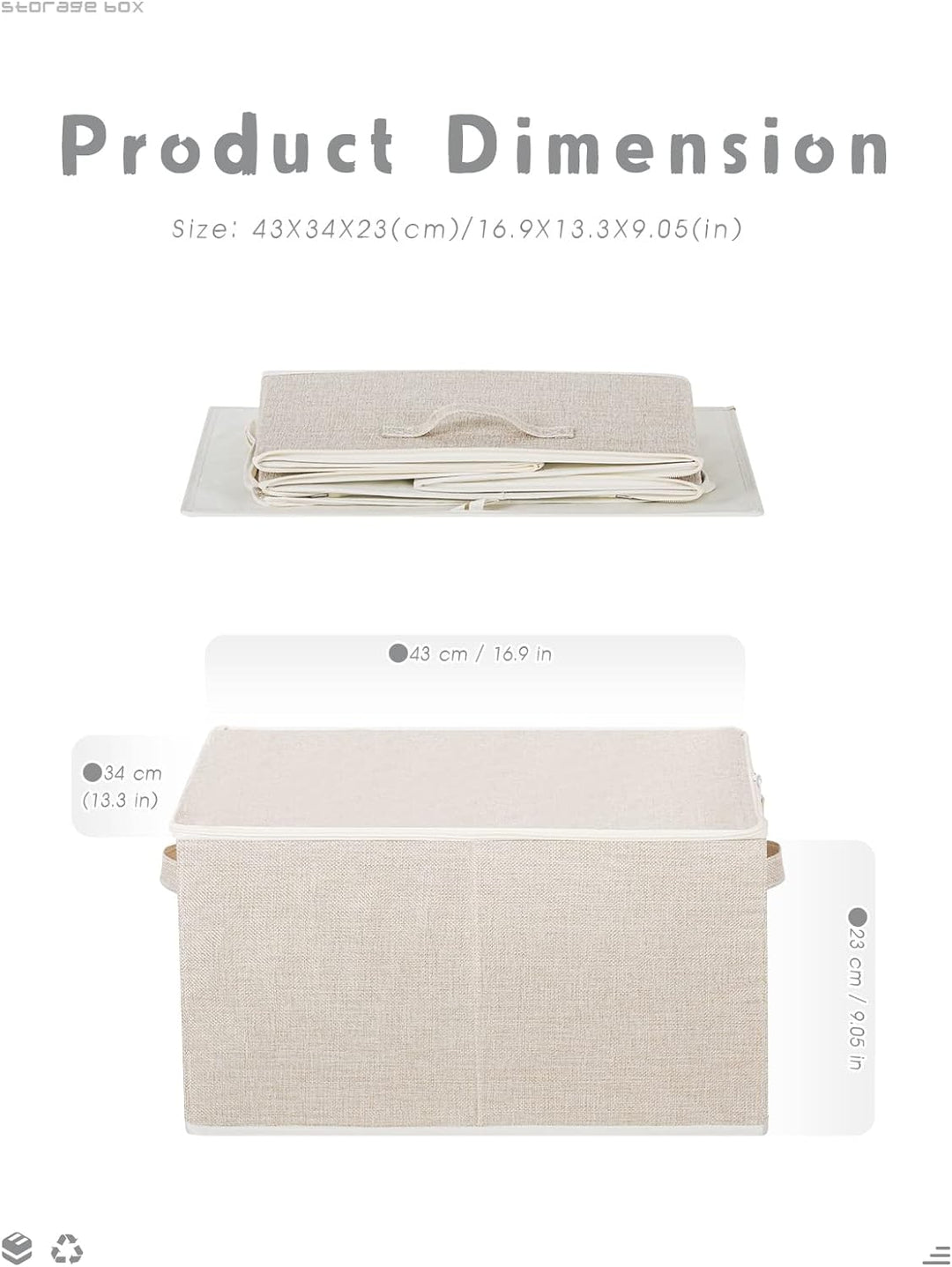 Lesfit Faltbare Aufbewahrungsbox Stoff 43x34x23 cm, 3er Pack A*3, A*3