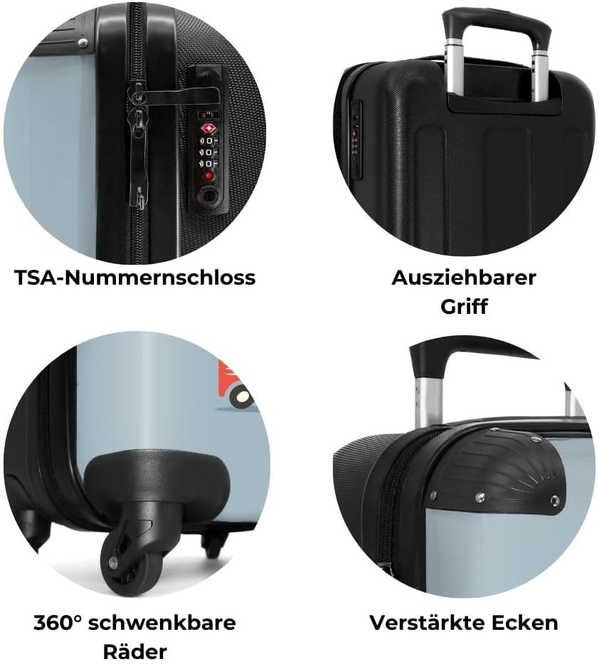 NoBoringSuitcases.com® Kinderkoffer Jungen - Koffer Kinder - Hartschalenkoffer Feuerwehr - Koffer Bl