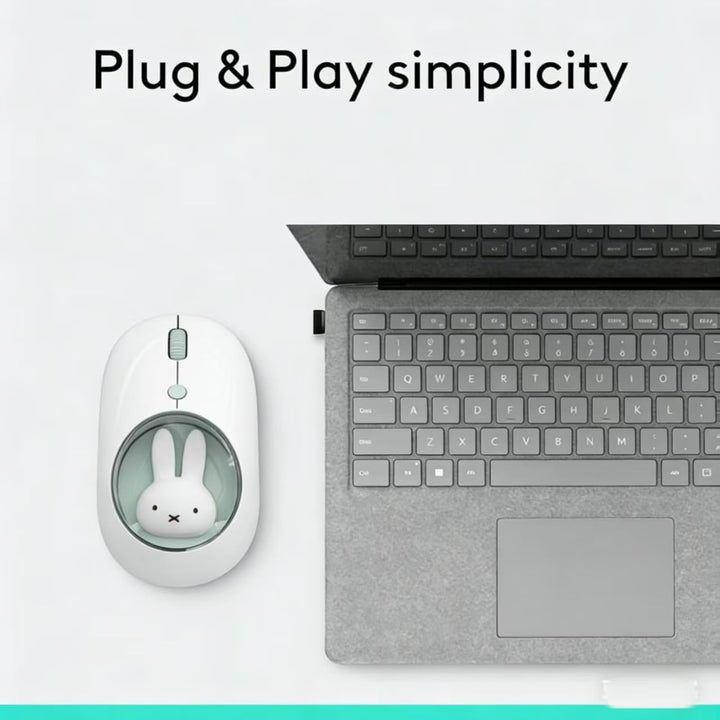 MiPow x Miffy Bluetooth Wireless Maus, kleine tragbare Maus, geeignet für Laptops, Tablets usw., Tra