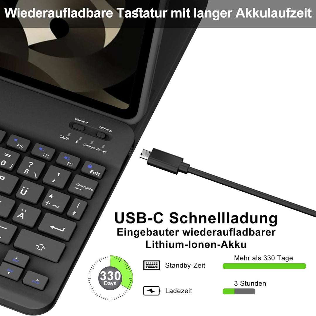 FOGARI Tastatur Hülle für iPad Air 6 11 Zoll (M2 2024) | iPad Pro 11 2022-2018 Tastatur für iPad Air