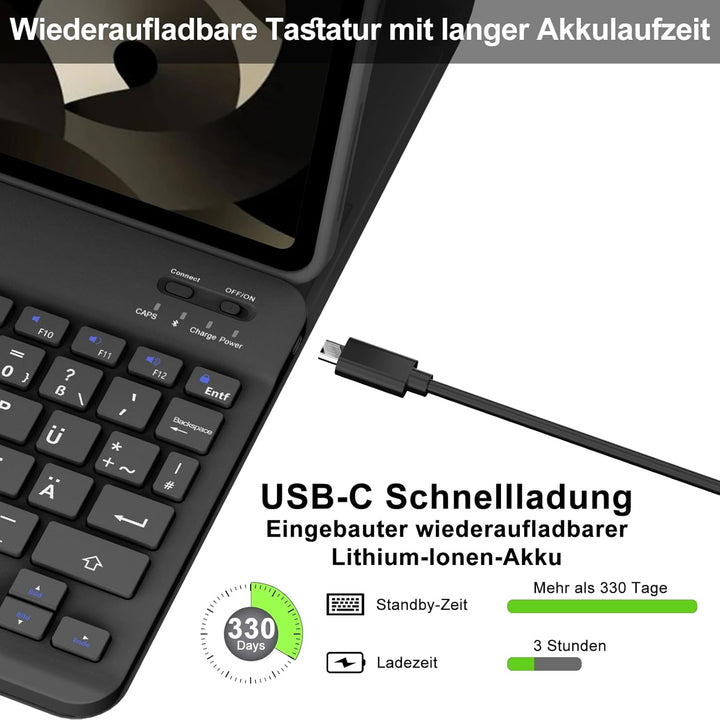 FOGARI Tastatur Hülle für iPad Air 6 11 Zoll (M2 2024) | iPad Pro 11 2022-2018 Tastatur für iPad Air