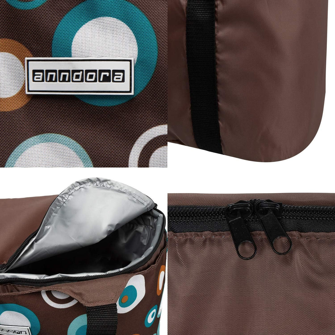anndora 2 in 1 Einkaufstasche mit Isoliertasche - doppeltes Volumen - Farbwahl Braun Hellblau, Braun