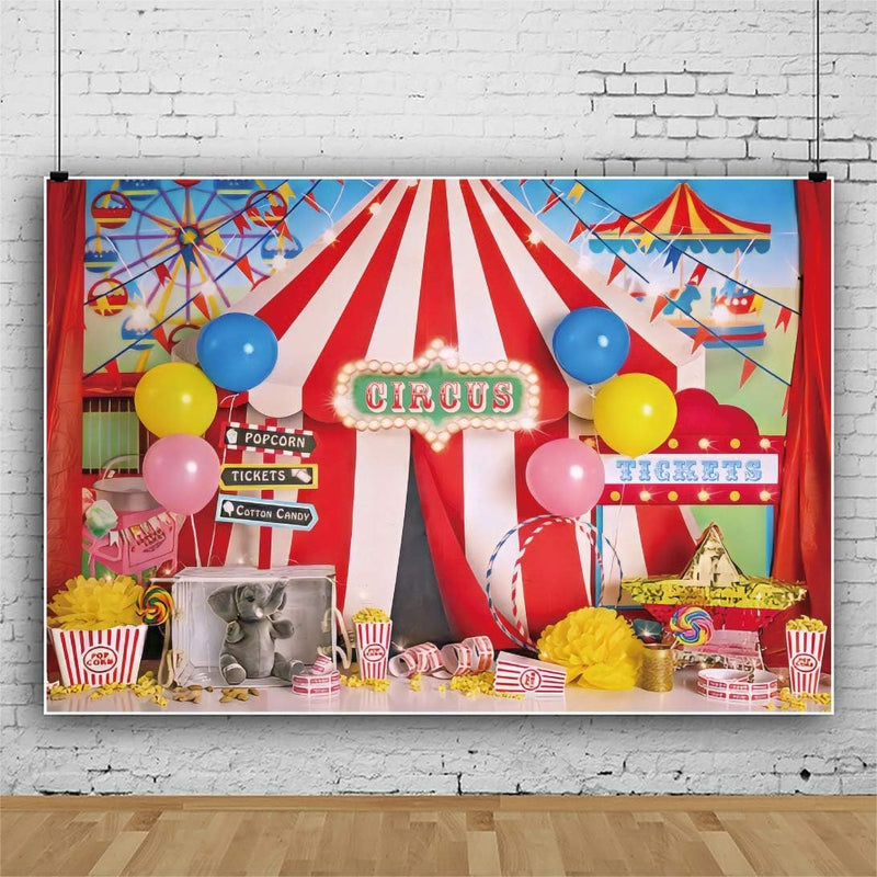 Renaiss 3x2m Roter Zirkuszelt Hintergrund Ballon Karussell Karneval Nacht Thema Party Dekorationen f