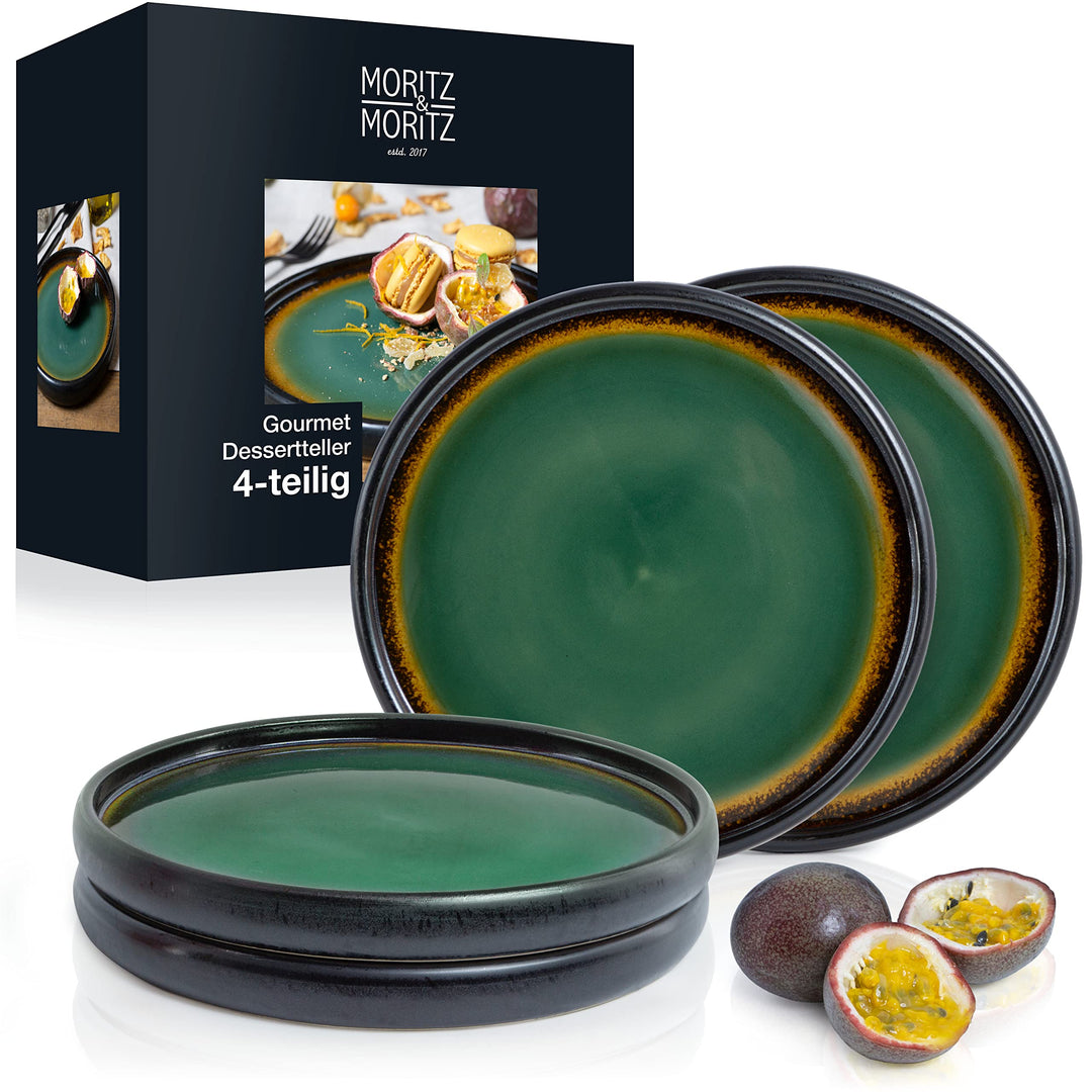 Moritz & Moritz SOLID 4x Kleine Teller 21 cm - Steinzeug Teller Set als Dessertteller, Kuchenteller,