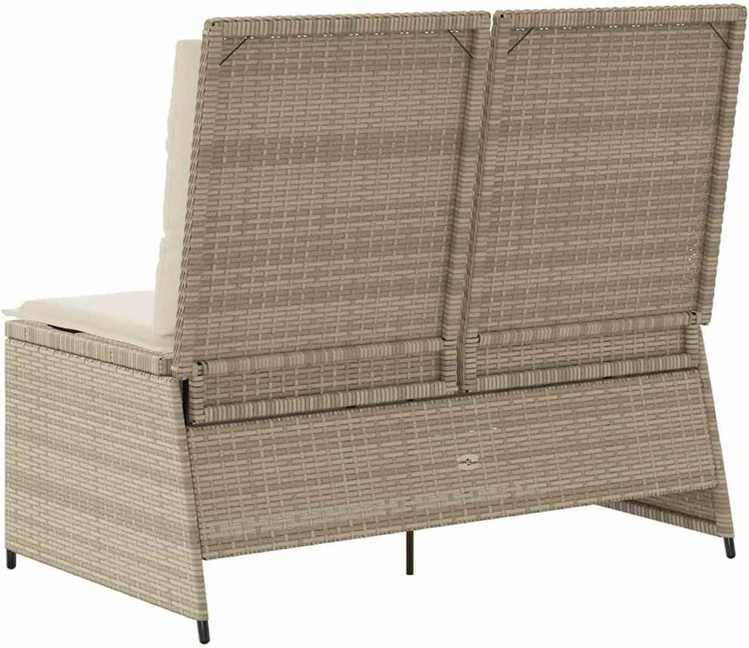 Homgoday Gartenliegebank Beige Poly-Rattan 108 cm Sitzbreite, 2-Personen, für Entspannung und Freilu