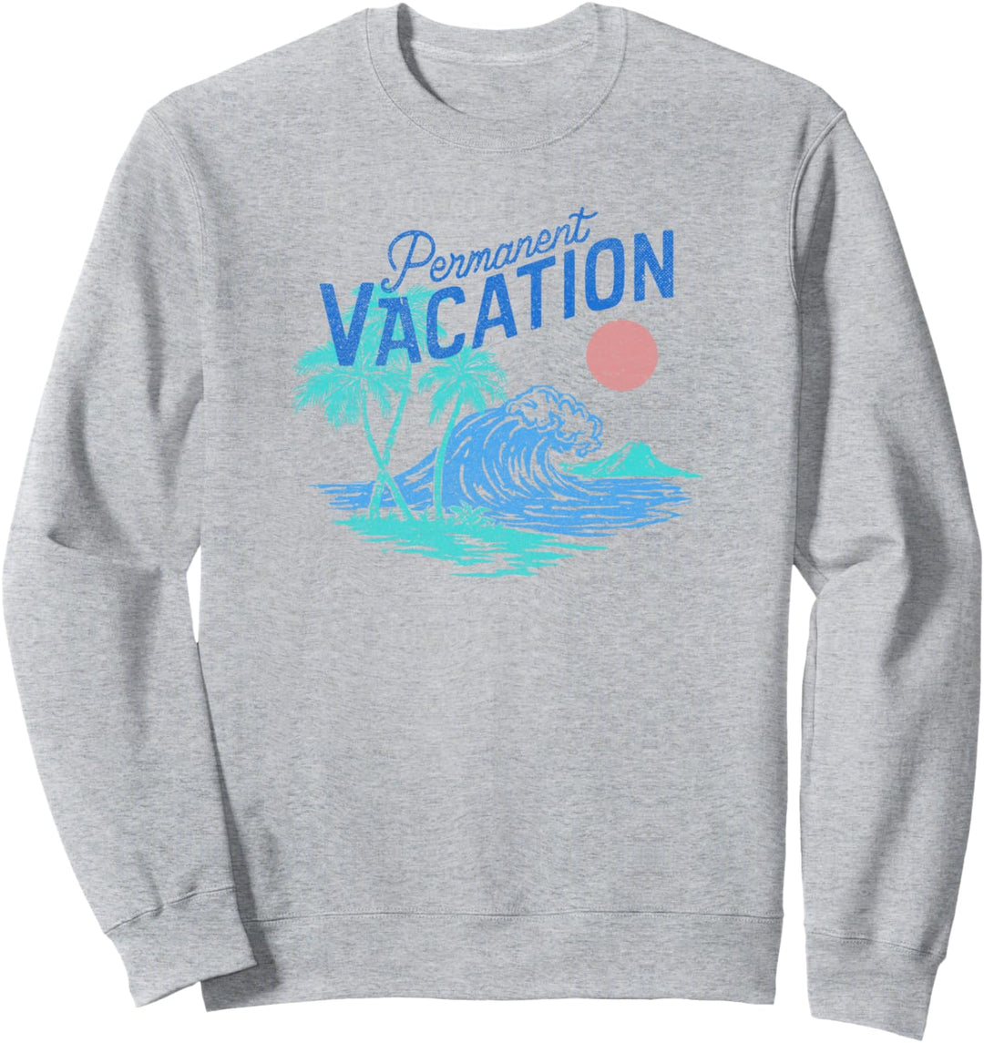 Trendy Permanent Vacation Palms & Island Sunny Scene Sweatshirt