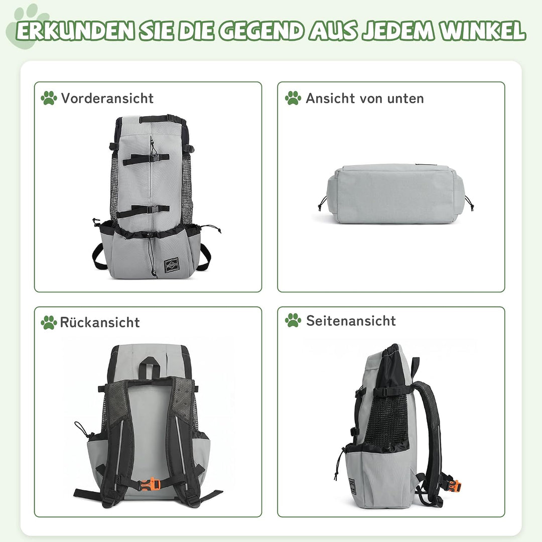 ALLSOPETS Hunderucksack Tragetasche Verstellbar für Kleine Mittelgrosse Hunde, Haustier Rucksack zum