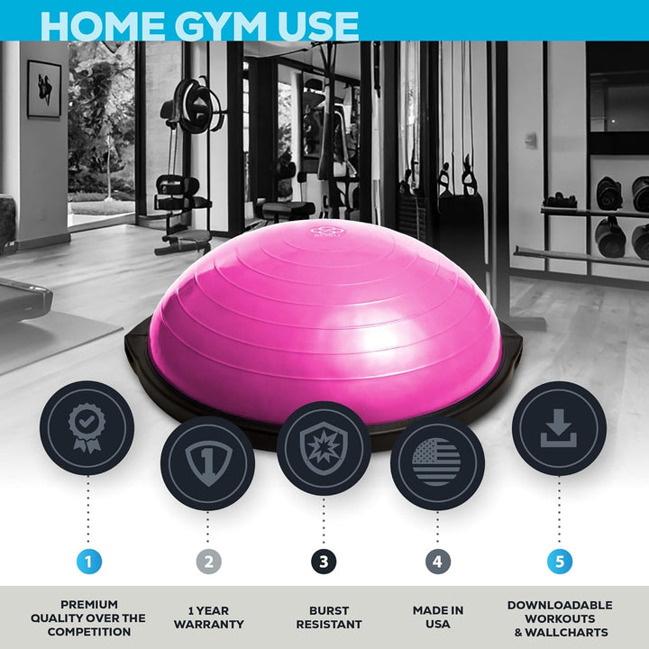 Bosu, Home Gym Equipment, The Original Balance Trainer, 66 cm Durchmesser Rosa, Rosa