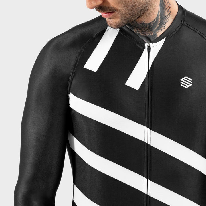 SIROKO - Radtrikot Langarm M2 Leader S Schwarz/Weiss, S Schwarz/Weiss