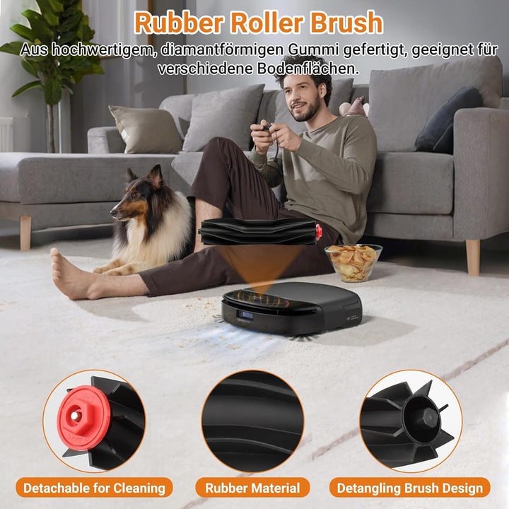 25 Stück Zubehörset für Eufy S1 Pro Saugroboter, 1 Hauptbürste, 1 Roller Wischtuchrolle, 4 Filter, 6