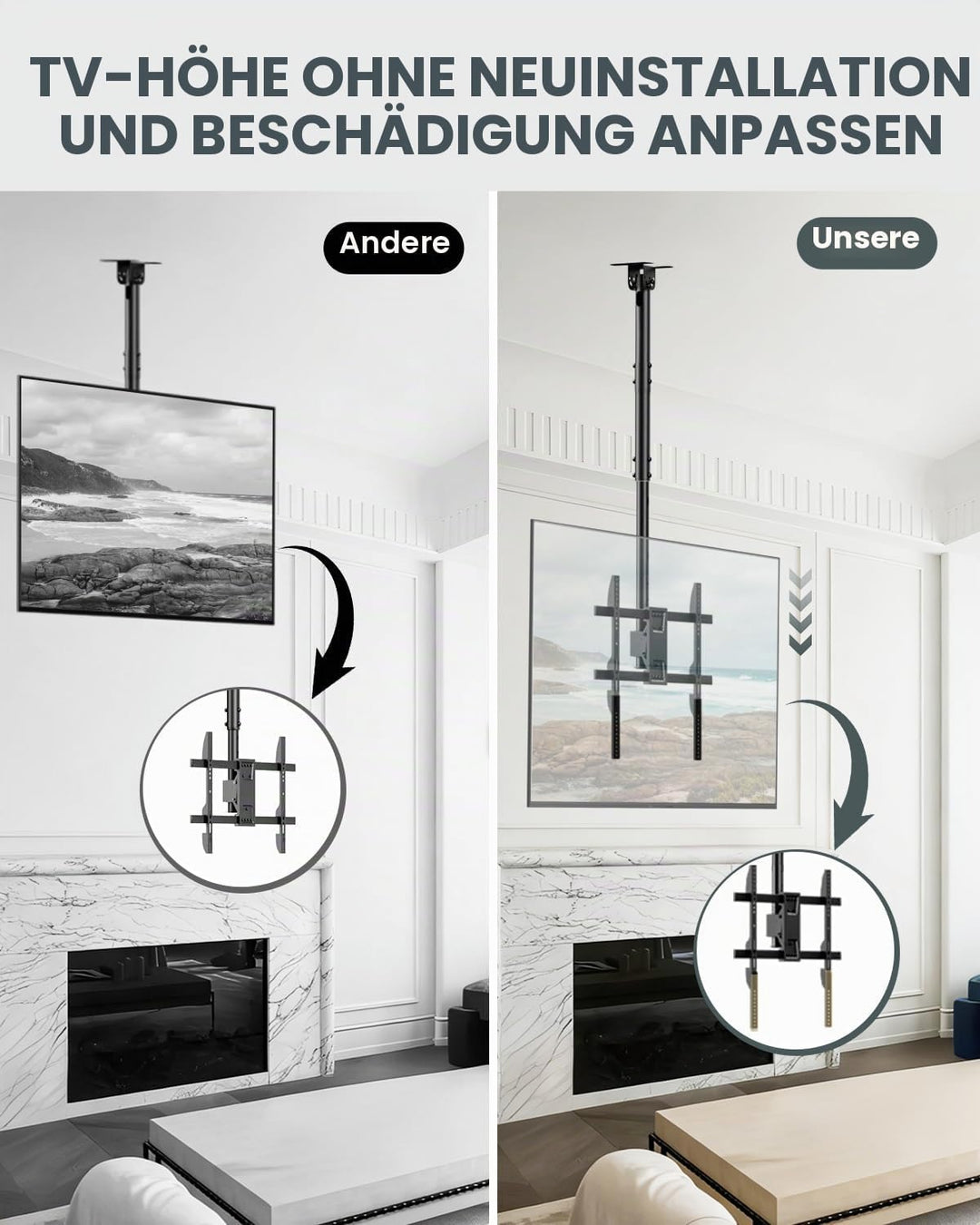 VESA Adapter Verlängerungsplatten – Erweiterungs Kit für TV Wandhalterung &amp; Deckenhalterung, passend
