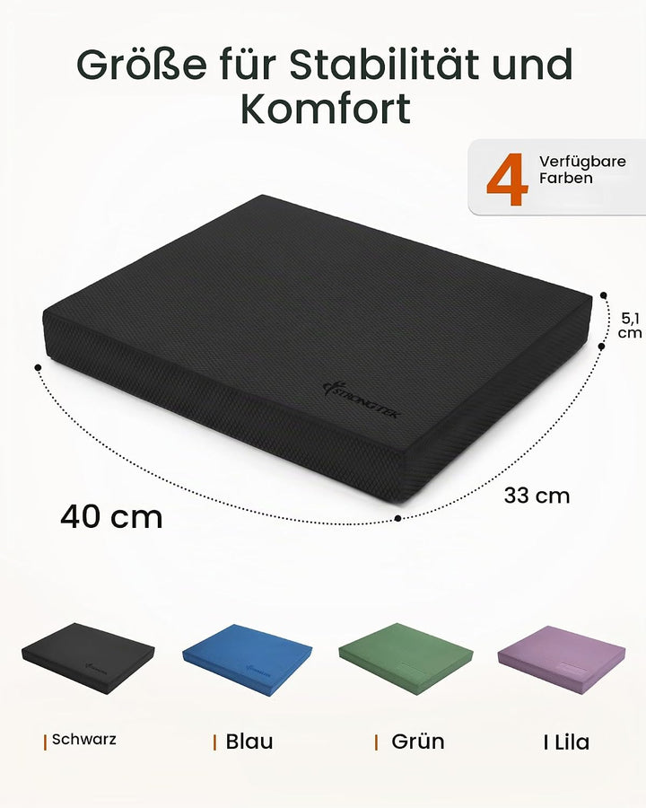 StrongTek Professionelle Schaum-Balance-Matte – 40 x 33 x 5 cm, hochdichter rutschfester TPE-Schaum,