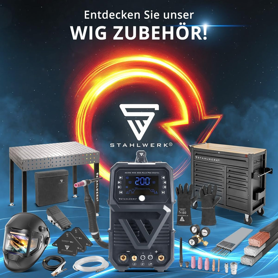 STAHLWERK Schweissgerät 2 in 1 Kombi DC WIG 200 ST IGBT – Vollausstattung – MMA/E-Hand-Funktion (ARC