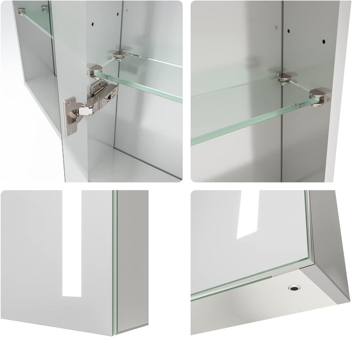 Badezimmer Spiegelschrank 50 x 70 cm mit LED Beleuchtung Badezimmerschrank Aluminium Badschrank eint