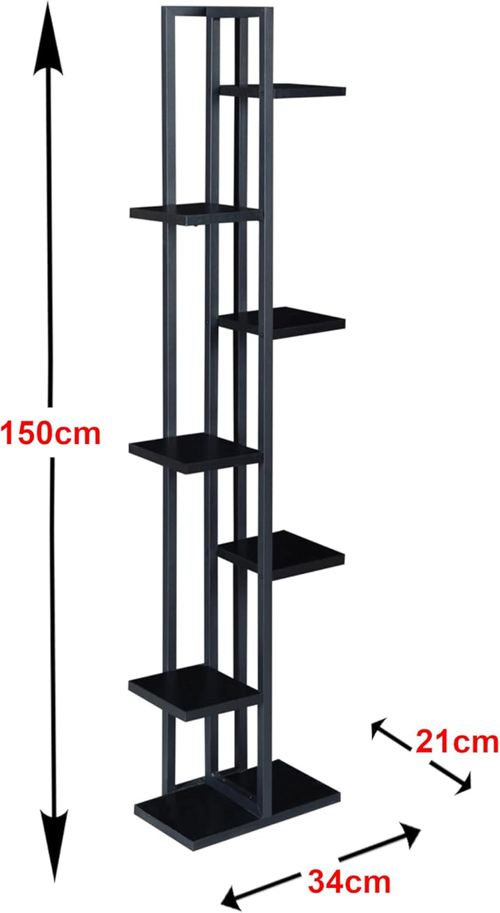 [en.casa] Blumenständer Somero 7 Ebenen Blumenregal 150 x 34 x 21 cm Pflanzenständer Indoor Pflanzen
