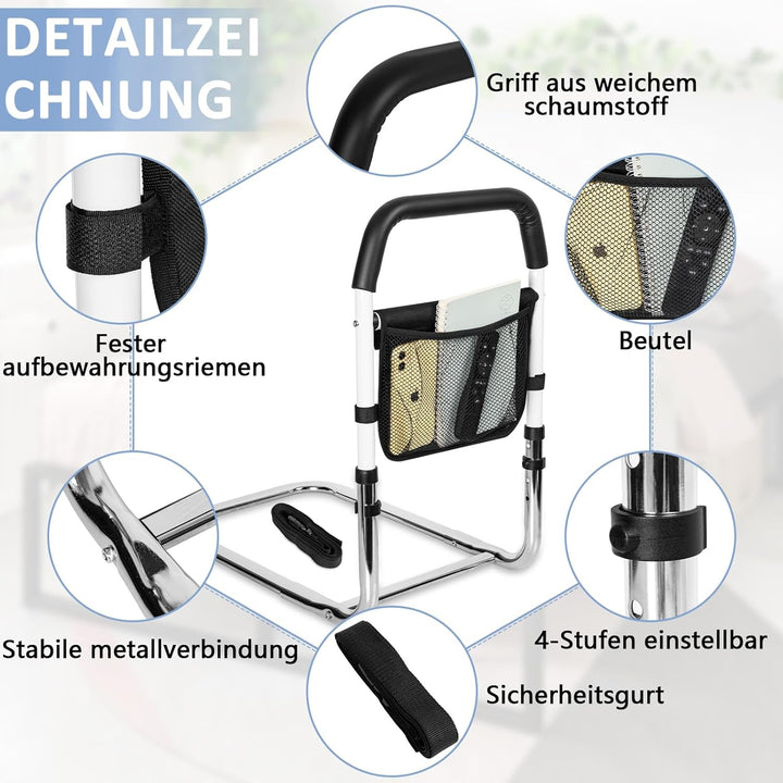 OUUTMEE bettgitter rausfallschutz Erwachsene, Handlauf am Bett aus kohlenstoffreichem, tragbare und