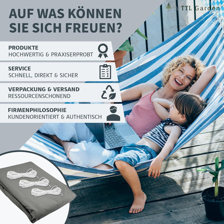 TTL Garden 2,6x2,6m Sonnensegel Quadrat anthrazit - Premium Polyester 300D 160g/m² 93% Abschattung -