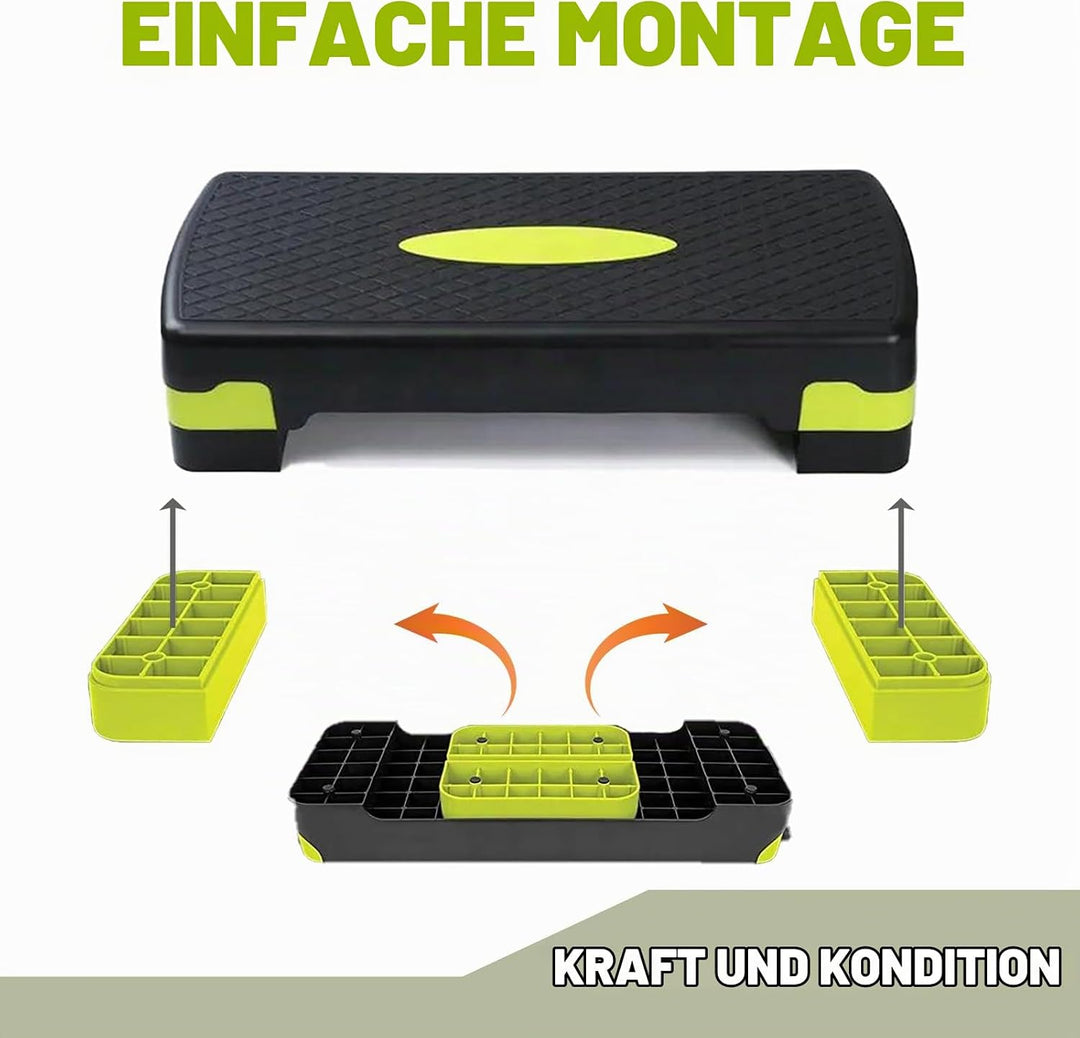 Steppbrett für zuhause, Höhenverstellbar (10-15cm) Stepper Fitness, Aerobic Stepper mit Widerstandsb