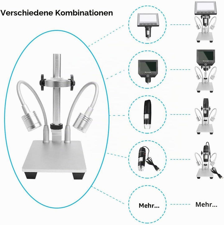 Aluminiumlegierungsständer für digitale USB/WiFi/LCD-Mikroskopkamera, Cainda Universal-Metallständer
