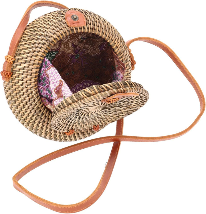 Geflochtene Handtasche, Korbtasche, Rattantasche, Bali rund, Modell 1 | 100 % Rattan, Unisex, tradit