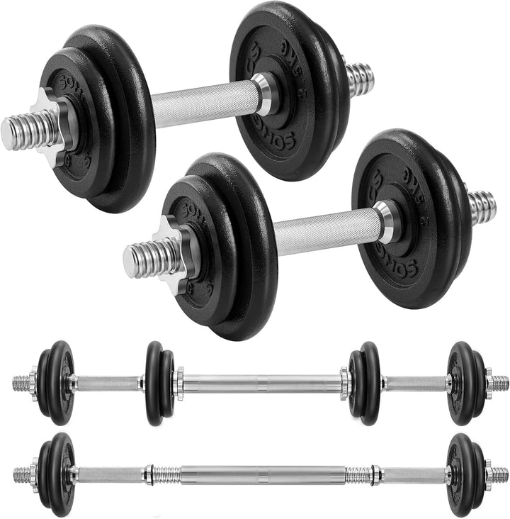 SONGMICS 2-in-1-Hanteln, 2er Set, Hantelset aus Gusseisen, verstellbar, Kurzhantelset mit Verbindung
