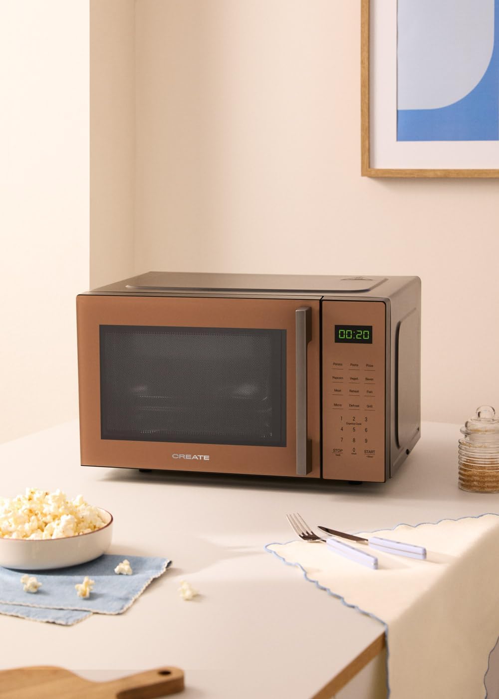 CREATE/MICROWAVE STUDIO/Mikrowelle mit Grillfunktion und Backofen Mokka/Fassungsvermögen 23L, Drehte
